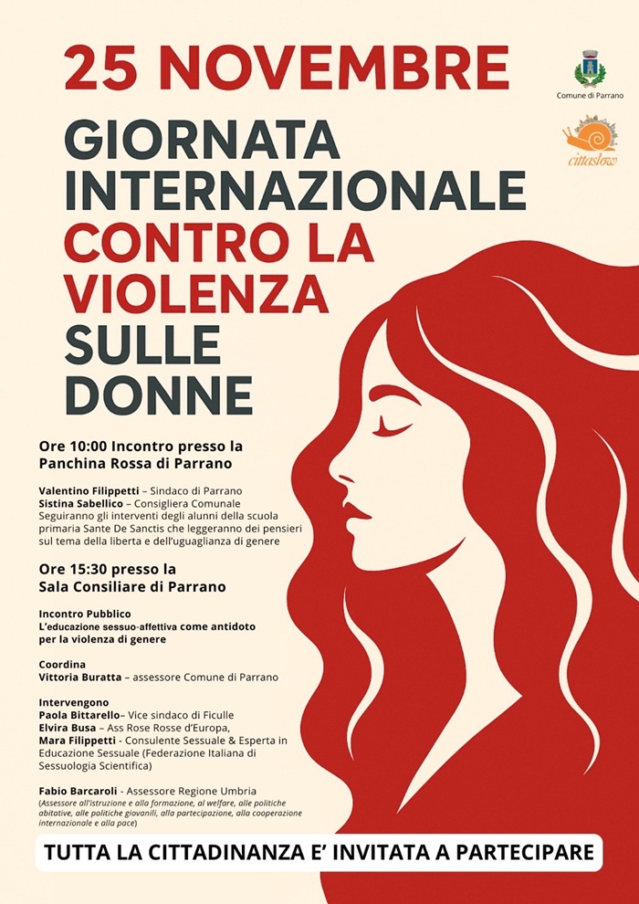 immagine notizia (ptn) Parrano, due eventi in programma domani per la Giornata internazionale contro la violenza sulle donne